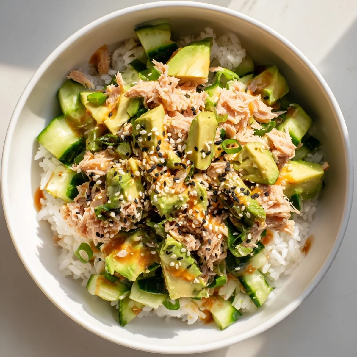 Avocado With Rice Tuna Avocado Rice Bowl with Sesame Dressing