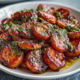 Bright orange honey glazed carrots sprinkled with fresh dill, a colorful and aromatic side dish.  