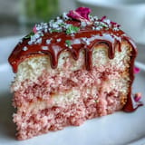 A moist Bridal Shower Rosé Velvet Cake, perfect for celebrating.