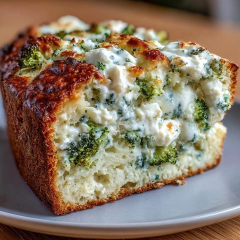 Delicious Broccoli and Feta Loaf, sliced revealing tender cheese and broccoli textures.