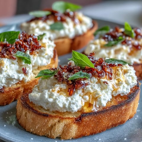 Hot Honey Ricotta Bruschetta