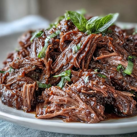 A fork lifts succulent Slow Cooker Mississippi-Style Ranch Beef from the pot, showcasing tender meat infused with tangy pepperoncini.  
