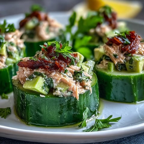 Tuna Avocado Cucumber Boats