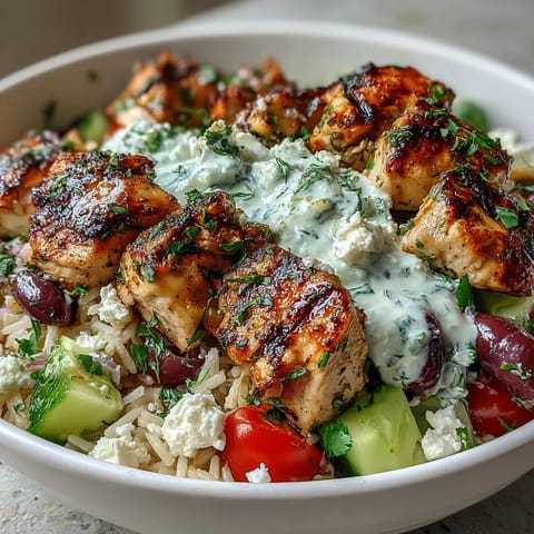 Light Greek Chicken Souvlaki Bowls