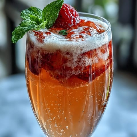 Elegant DIY Strawberry Bellini Bar featuring purées, garnishes, and chilled Prosecco for friends.