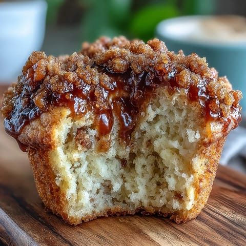 Sourdough discard banana muffins topped with crunchy cinnamon streusel and baked to golden perfection.  