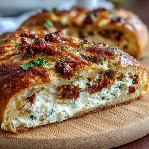 Savory Italian Easter Pie with ricotta and salami, golden crust with a creamy, cheesy filling.  