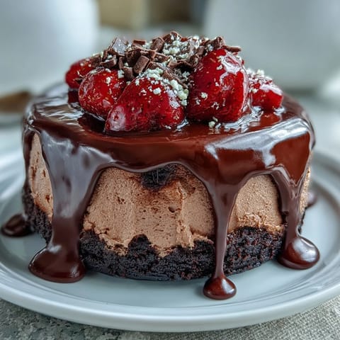 No-bake chocolate strawberry cheesecake cups with rich ganache and fresh berries in elegant glass cups.