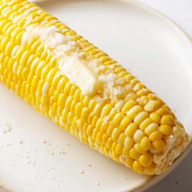 Freshly boiled corn on the cob, a vegetarian treat with buttery flavor and vibrant color.