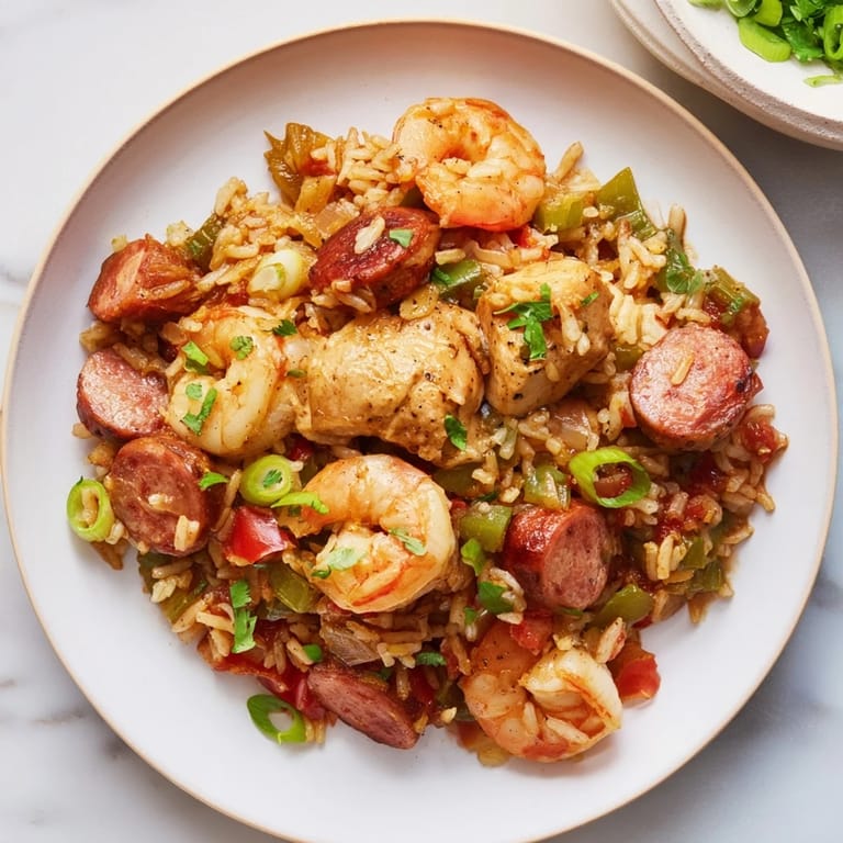 Delicious and flavorful Jambalaya: a one-pot meal bursting with Cajun spices and savory shrimp.
