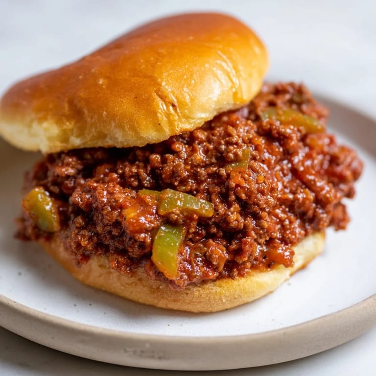 A close-up of savory sloppy joes filling, a satisfying main dish with visible spices and textures.