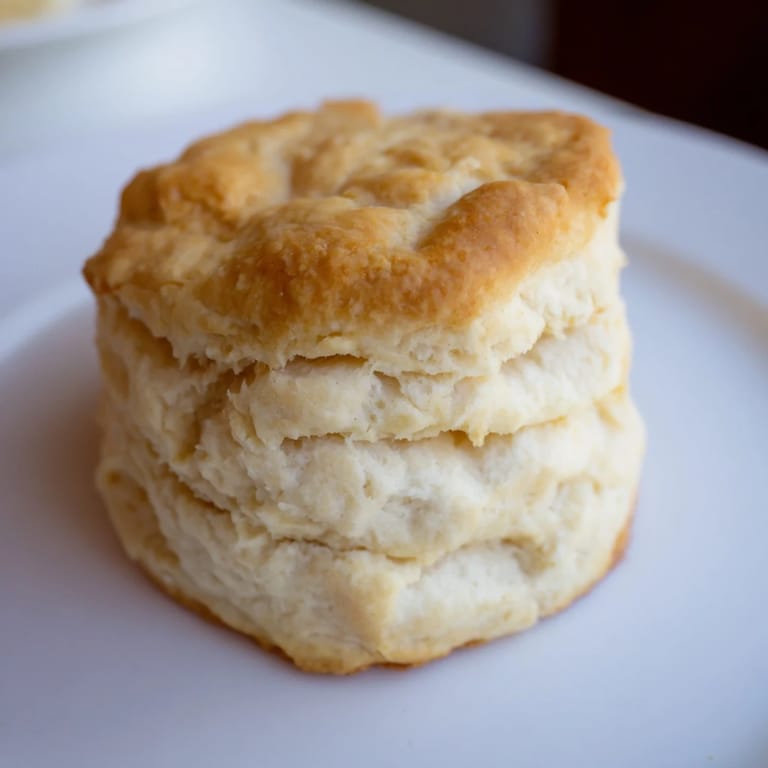 Warm and tall buttermilk biscuits with a perfectly browned crust, ready to be served for supper.