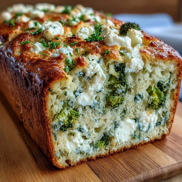 Warm Broccoli and Feta Loaf, perfect for serving with a side of soup.