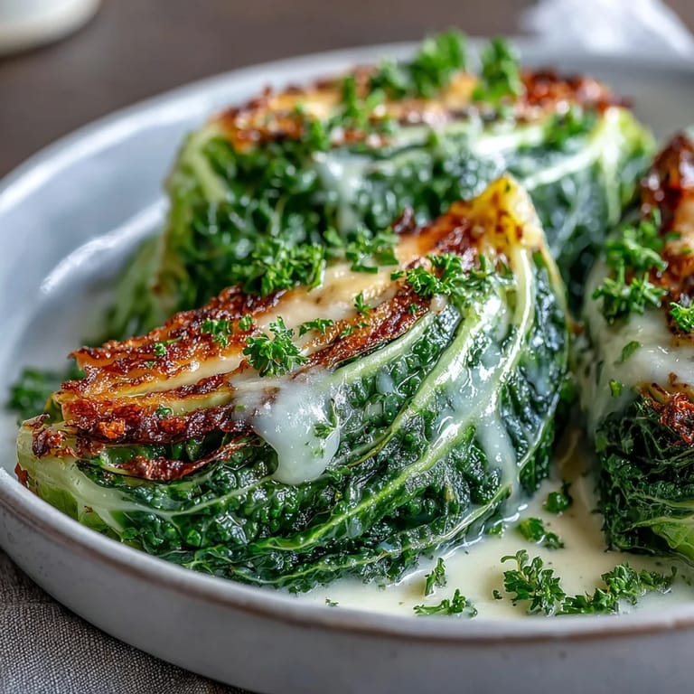 Savory Herby Cabbage in Parmesan Broth served in shallow bowls topped with extra Parmesan and crusty bread.