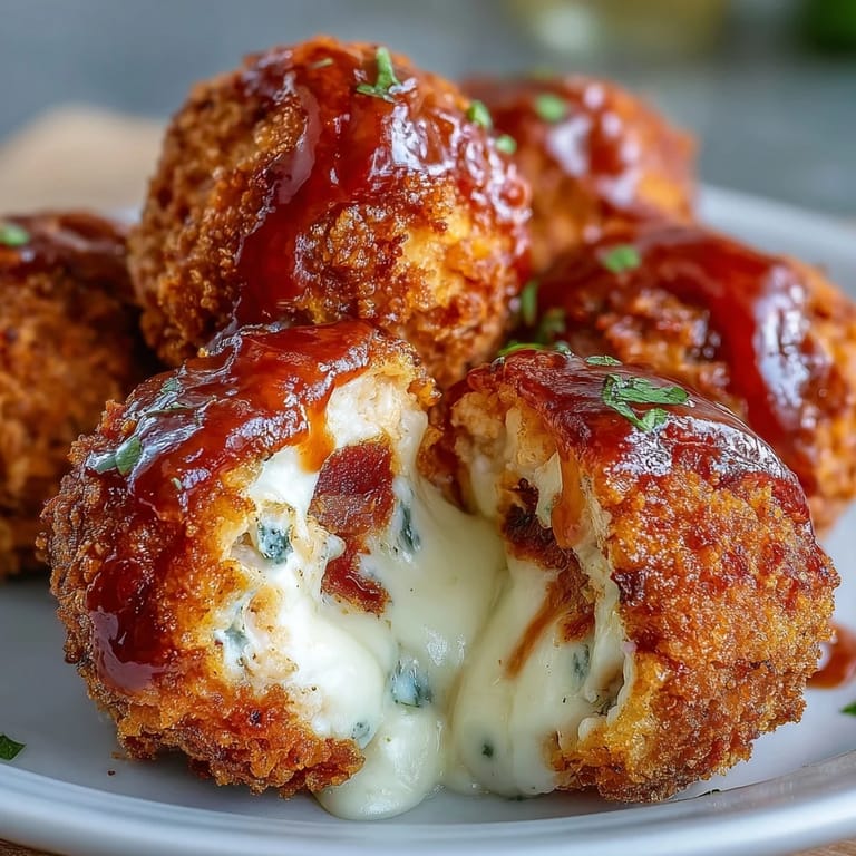 Golden-brown Buffalo Chicken Bacon Mozzarella Bombs on a rustic platter, served with creamy dip.