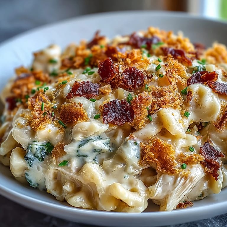 A close-up view of Creamy Jalapeño Popper Chicken Pasta featuring tender chicken and melty cheddar sauce.