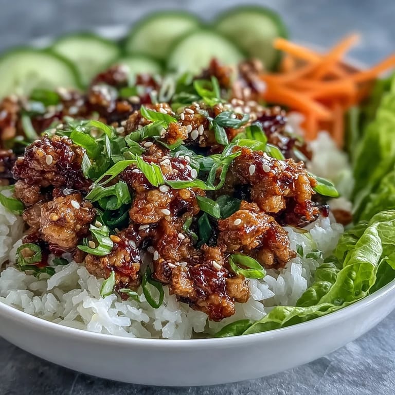 Easy homemade Sesame Turkey Lettuce Wrap Bowls plated with butter lettuce, carrots, and sesame seeds, ready to eat.