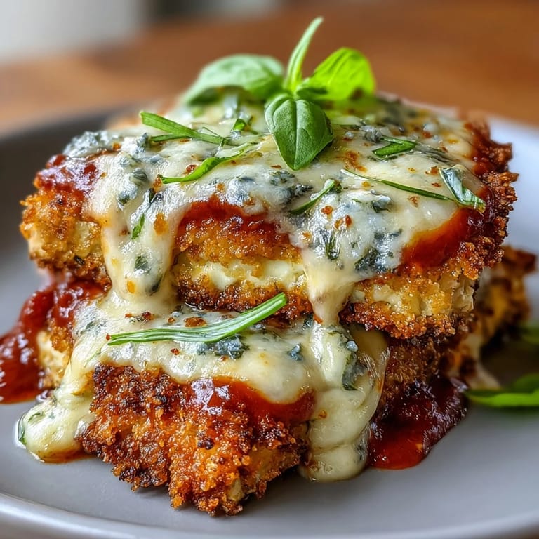 Savory Crispy Tofu Chicken Parm Bakes featuring golden-brown tofu slabs smothered in rich marinara and gooey mozzarella, baked until bubbling.
