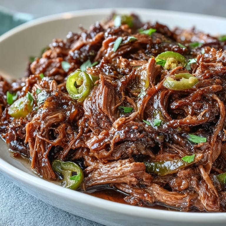 Serving Slow Cooker Mississippi-Style Ranch Beef on a toasted sandwich roll with melted provolone, ready for a hearty meal.