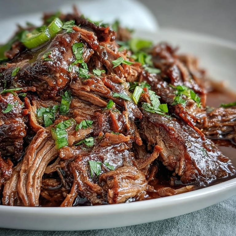 A fork lifts succulent Slow Cooker Mississippi-Style Ranch Beef from the pot, showcasing tender meat infused with tangy pepperoncini.  