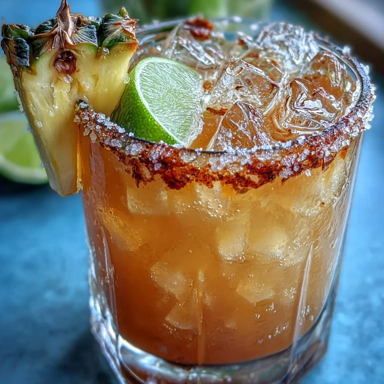 Vibrant pineapple margarita mocktail with fresh citrus juices, garnished with lime and pineapple slices for a festive look.