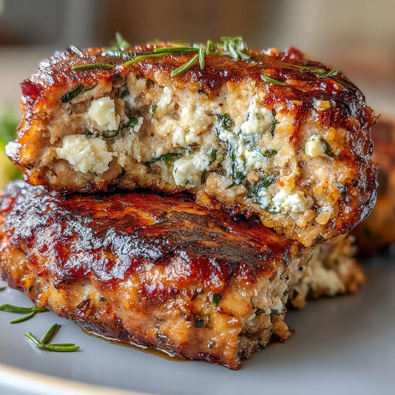 Golden-brown Greek turkey patties with vibrant herbs and crumbled feta, served with a side of roasted vegetables.