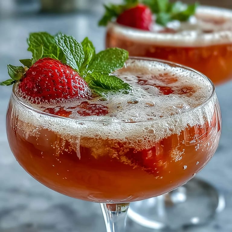 Colorful Galentines Brunch Strawberry Bellini Bar with mint, berries, and customizable cocktail options.