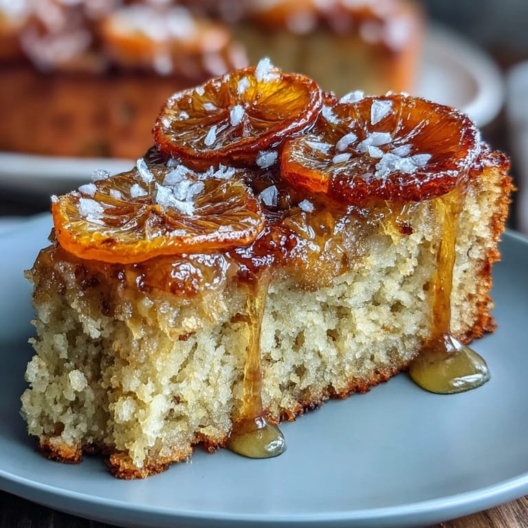 Moist almond flour cake infused with orange zest, served with fresh mint and sweet candied citrus garnish.