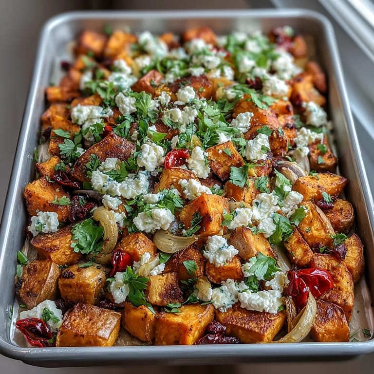 Colorful sweet potato and orange sheet pan breakfast hash with smoky spices and tender spinach, perfect for easy brunch.  