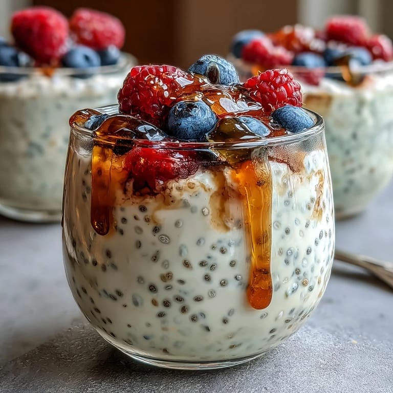 Light and airy Vanilla Bean Chia Pudding made with Greek yogurt and almond milk, perfect for a nutritious morning treat.