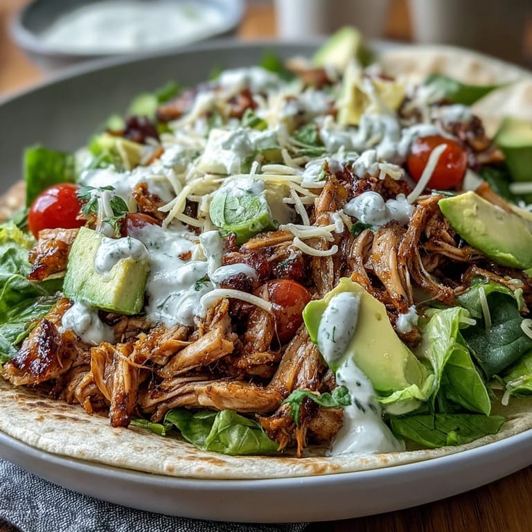 Healthy taco salad bowls layered with crisp romaine, black beans, corn, and avocado, topped with zesty Greek yogurt ranch.
