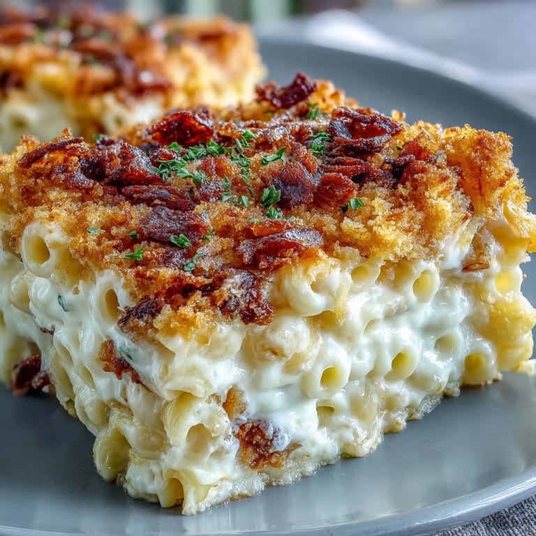 3. Comforting soul food mac and cheese, loaded with three cheeses and finished with a smoky, crunchy topping.
