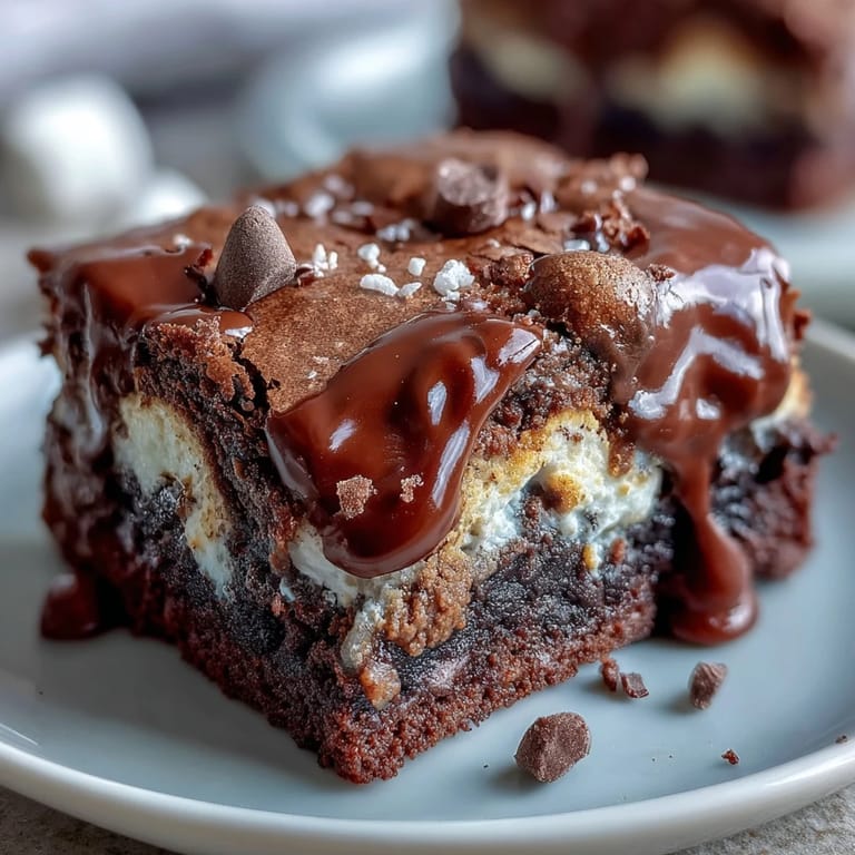 Finished s'mores brownie cookies displayed on a serving plate showing the toasted marshmallow texture.