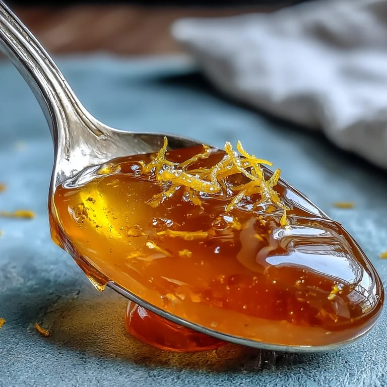 Homemade dandelion jelly with lemon and honey, captured mid-spread over a rustic wooden board.