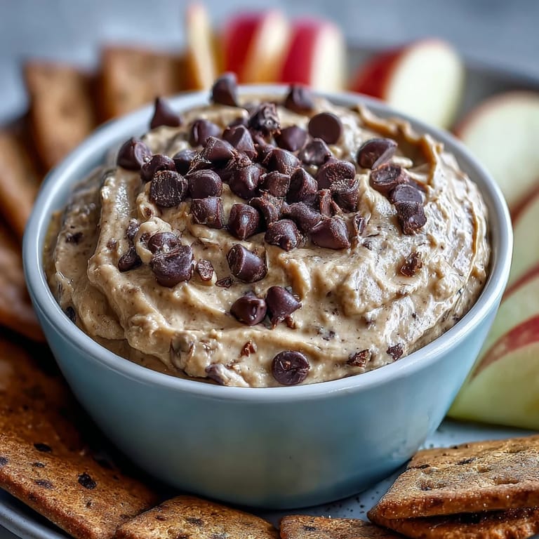 Delicious no-bake cookie dough dip, rich with chickpeas and sweet maple.