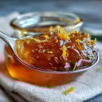 Vibrant dandelion jelly with fresh lemon and honey, spread on warm toast in soft morning light.
