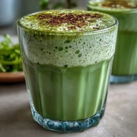 Vibrant matcha oat milk latte, naturally green and creamy for a healthy boost.