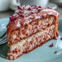 Elegant pink Bridal Shower Rosé Velvet Cake with shimmering gold drip.