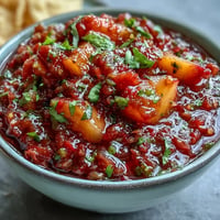 Bright Peach Jalapeño Salsa with grilled fish bursting with sweet and spicy flavor.